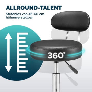 Rolkruk Zwart 360° draaibaar met rugleuning (Interieur), Verzenden, Nieuw in verpakking