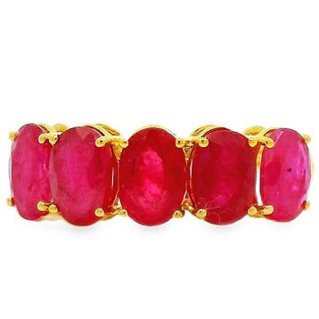 Ring - 14 karaat Geel goud - 3.69ct. tw. Robijn - Ring met, Nieuw