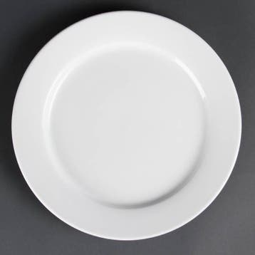 Witte Borden met brede rand 28 cm (stuks 6), Verzenden