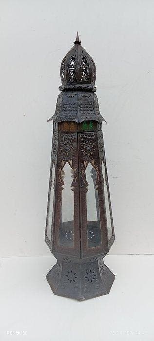 Lantaarn - glas in reliëf, ijzer, glas - Lantaarn van 82 cm