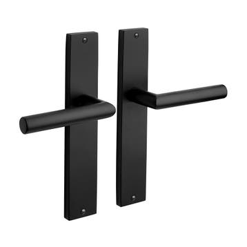 Deurklink Ferro geveerd met schild mat zwart - deurbeslag..., Doe-het-zelf en Verbouw, Ophalen of Verzenden, Nieuw, IJzer, Klink of Kruk