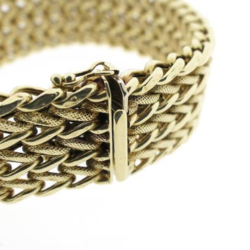 Brede gouden schakelarmband, Ophalen of Verzenden, Gebruikt, Goud, Goud