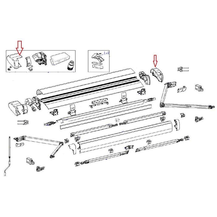 Thule 6300 Eindkap Motor 12V L+R Wit, Caravans en Kamperen, Voortenten en Luifels, Nieuw, Thule, Ophalen of Verzenden