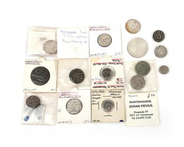 Verzameling munten, zilver, brons, India, 13e eeuw en later