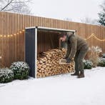 [casa.pro] Stalen brandhout rek Kalmar houtopslag 156x80x152, Tuin en Terras, Haardhout, Verzenden