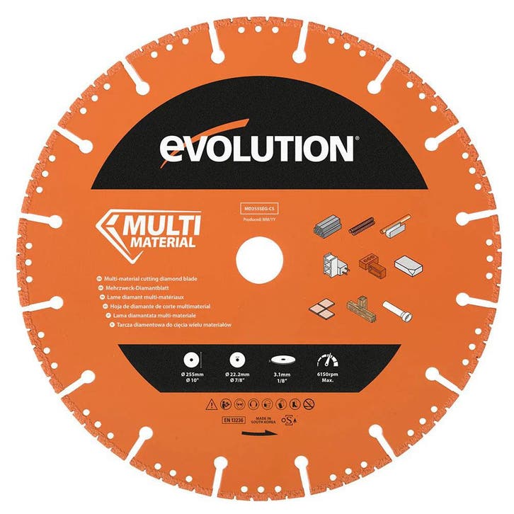 Evolution 255mm diamantblad Multi Material | MD255SEG-CS, Doe-het-zelf en Verbouw, Gereedschap | Machine-onderdelen en Toebehoren