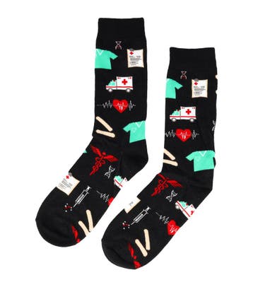 Sokken katoen – ziekenhuis accessoires print – zwart wit, Nieuw