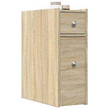 vidaXL Badkamerkast smal met wielen bewerkt hout sonoma, Verzenden, Nieuw