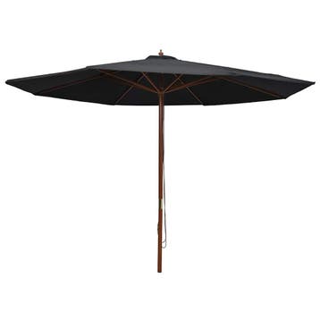 vidaXL Parasol met houten paal 350 cm zwart, Verzenden, Nieuw, 3 tot 4 meter
