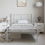 vidaXL Bedframe met hoofd- en voeteneinde metaal wit 100x190, Huis en Inrichting, Slaapkamer | Bedden, 100 cm, Eenpersoons, Verzenden