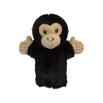 Speelgoed handpop aap - pluche - zwart - 23 cm, Verzenden, Nieuw
