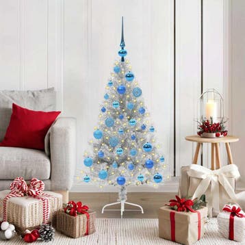 vidaXL Kunstmatig Voorverlicht Kerstboom met 150 LED Zilver, Verzenden, Nieuw