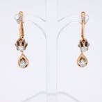 Oorbellen - 14 karaat Roségoud, Witgoud Diamant (Natuurlijk), Sieraden, Tassen en Uiterlijk, Oorbellen, Nieuw
