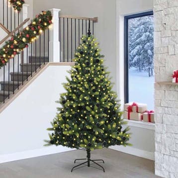 vidaXL Kunstkerstboom met scharnier 300 LEDs Groen 240 cm, Verzenden, Nieuw