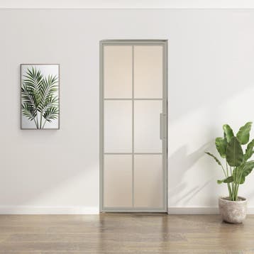 Stalen taatsdeur - Kiezelgrijs - 6 Vlaks - Matglas, Minder dan 80 cm, Overige typen, Nieuw, Metaal