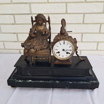 Figurale pendule - Samuel Marti - Messing, Marmer,, Antiek en Kunst