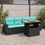 vidaXL 5-delige Loungeset met kussens poly rattan zwart, Verzenden, Nieuw, Rotan, Loungeset