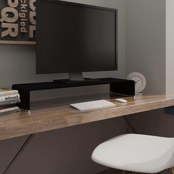 vidaXL Tv-meubel/monitorverhoger zwart 90x30x13 cm glas, Huis en Inrichting, Verzenden, Nieuw, Glas, Minder dan 100 cm