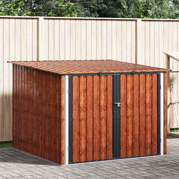 vidaXL Fietsschuurtje 3 st Bruin 216 x 207 x 158 cm Metaal, Tuin en Terras, Tuinhuizen, Verzenden, Nieuw