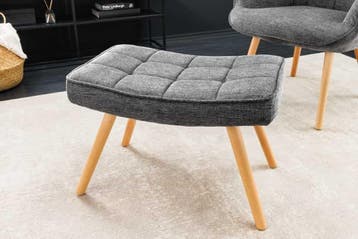 Moderne kruk SCANDINAVIA grijze structuurstof massief houten, Ophalen of Verzenden, Nieuw