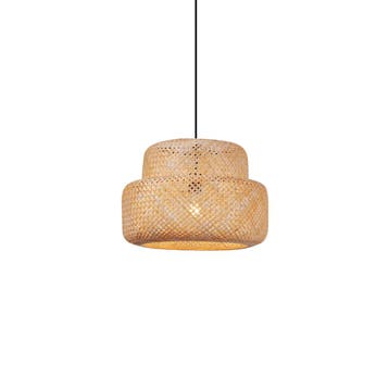Japandi hanglamp zwart met bamboe- Kea, Huis en Inrichting, Lampen | Hanglampen, Verzenden, Nieuw, Japandi