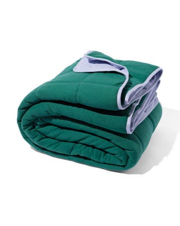 HEMA Bedsprei 260x235cm jersey groen-lila, Verzenden, Nieuw, Groen