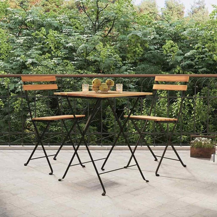 vidaXL 3-delige Bistroset inklapbaar massief teakhout en, Tuin en Terras, Tuinsets en Loungesets, Nieuw, Hout, Verzenden