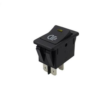Schakelaar - Zwart - 12V - 35A - 4 polig - Gele LED, Ophalen of Verzenden, Nieuw, Schakelaar