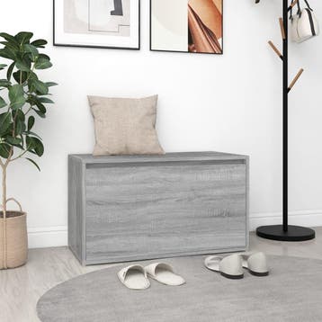 vidaXL Halbankje 80x40x45 cm bewerkt hout grijs sonoma, Verzenden