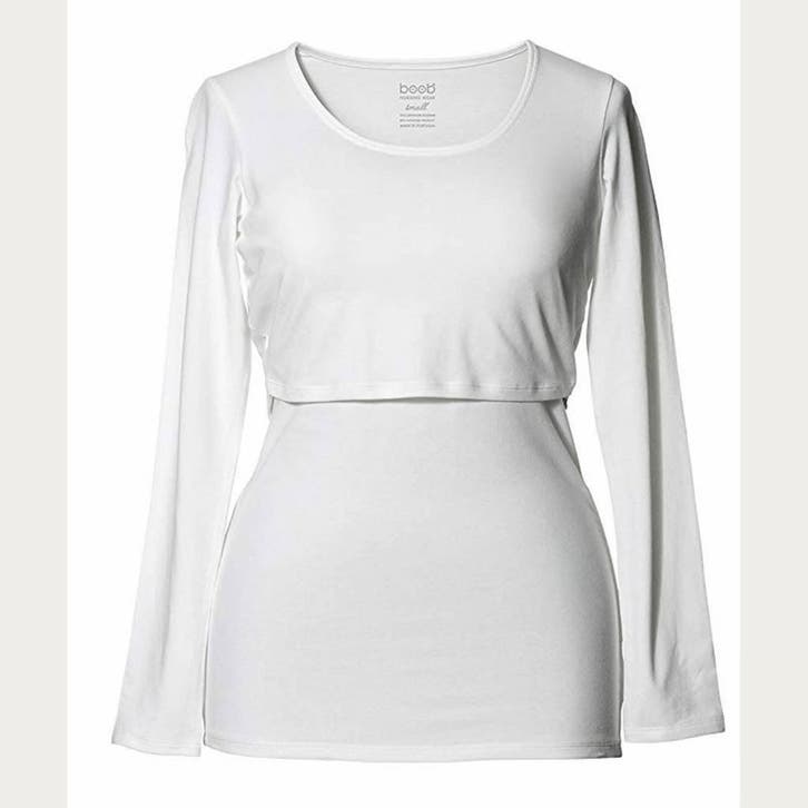 Boob Zwangerschapsshirt Positieshirt Wit lange mouwen, Kleding | Dames, Positiekleding, Nieuw
