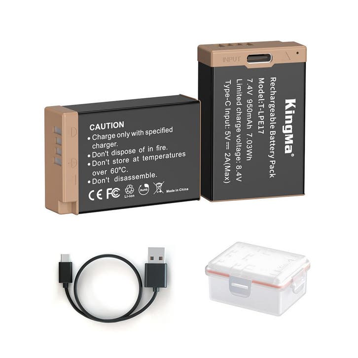 KingMa Accu voor Canon LP-E17 - 950mAh met USB-C Poort (Nieu, Audio, Tv en Foto, Fotografie | Fotostudio en Toebehoren, Nieuw