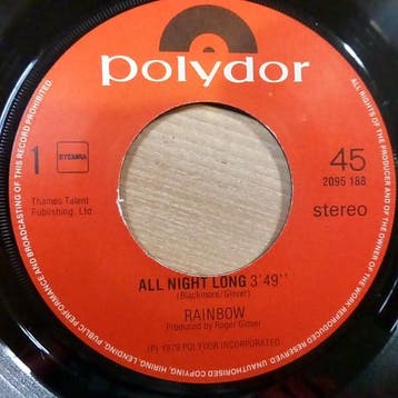 vinyl single 7 inch - Rainbow - All Night Long, Verzenden, Zo goed als nieuw, 7 inch, Pop