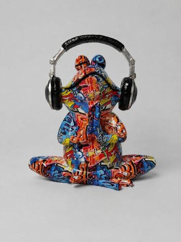 Beeld, street Art musical frog - 29 cm - polyresin
