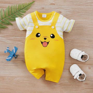 Schattige Gele Baby Romper met Hondjesprint - Korte Mouw Zom, Verzenden, Nieuw