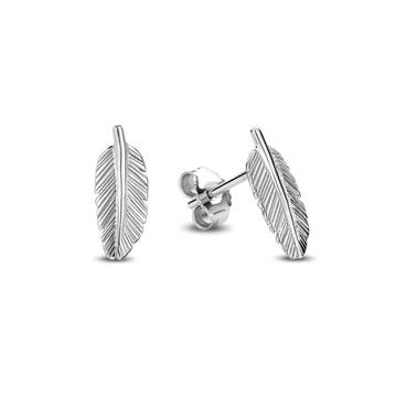 Glams - Oorknoppen Veer - Zilver - 12 mm, Verzenden, Nieuw