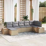 vidaXL Tuinbankenset met kussen 8 pcs Beige en Licht Grijs, Verzenden, Nieuw, Rotan, 8 zitplaatsen