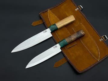 Japanese Style Kitchen Knife SET With Leather BAG Included -