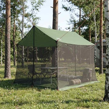 vidaXL Campingzeil met gaaswanden 270 x 210 x 210 cm Groen, Caravans en Kamperen, Tenten, Verzenden, Nieuw, Tot en met 2