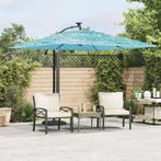 vidaXL Parasol met stalen paal 269x269x235 cm blauw, Verzenden, Nieuw, 2 tot 3 meter