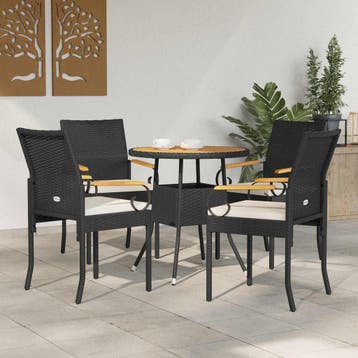 vidaXL Tuinstoelen 4 st Zwart en Cream Wit Poly rattan en, Verzenden, Nieuw, Rotan
