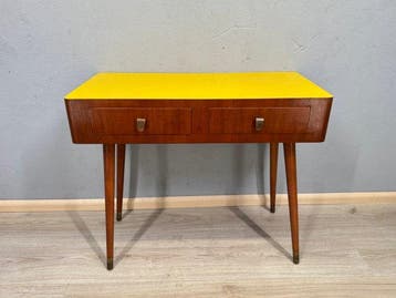 Tafel - Hout - Vintage mid-century sidetable met twee lades