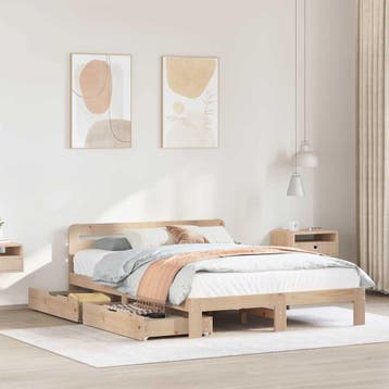 vidaXL Bedframe zonder matras massief grenenhout 135x190 cm, Bruin, Verzenden, 190 cm of minder, Overige maten
