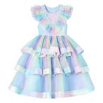 Prinsessenjurk - Luxe Unicorn jurk - Blauwe regenboog, Ophalen of Verzenden, Nieuw
