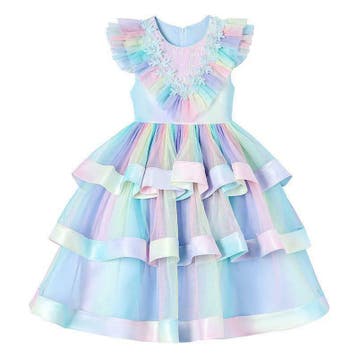 Prinsessenjurk - Luxe Unicorn jurk - Blauwe regenboog, Ophalen of Verzenden, Nieuw