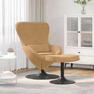 vidaXL Egg Chair met Voetsteun Bruin Fluweel, Huis en Inrichting, Fauteuils, Verzenden, Nieuw