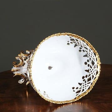 Groot tafel stuk of Piece de Milieu wit porselein met goud b, Ophalen of Verzenden