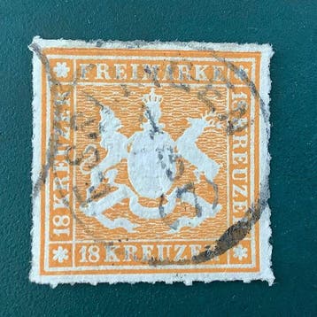 Württemberg 1865 - 18 Kreuzer Wapenschild gekeurd Heinrich -, Gestempeld