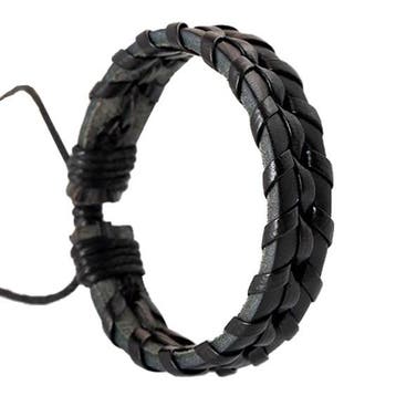 Fako Bijoux - Armband - Leder - Twister - Zwart, Verzenden, Nieuw