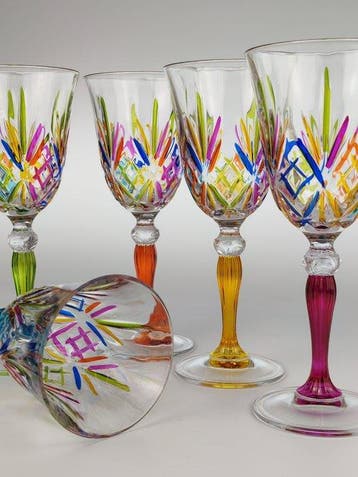 Secoloventesimo - Kelk (6) - Arlequin goblet - Emaille,, Antiek en Kunst, Antiek | Meubels | Tafels