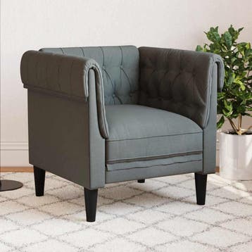 vidaXL Fauteuil Chesterfield-stijl stof donkergrijs, Eenpersoons, Verzenden, Nieuw, Minder dan 150 cm